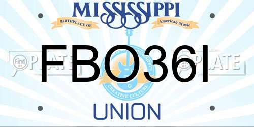 FBO36I Mississippi License Plate