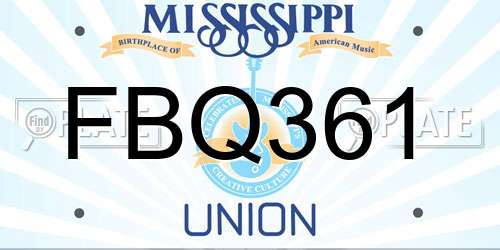FBQ361 Mississippi License Plate
