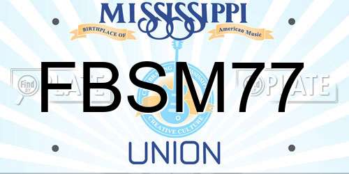 FBSM77 Mississippi License Plate