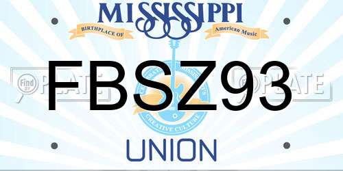 FBSZ93 Mississippi License Plate
