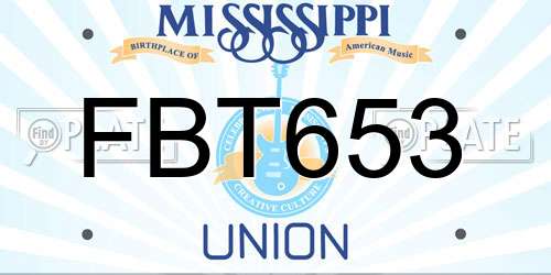 FBT653 Mississippi License Plate