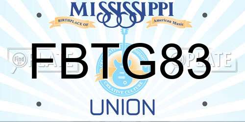 FBTG83 Mississippi License Plate