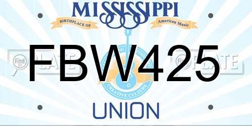 FBW425 Mississippi License Plate