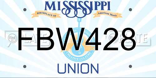 FBW428 Mississippi License Plate