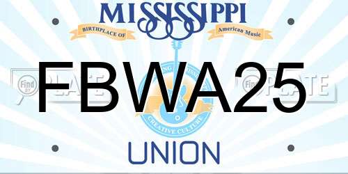 FBWA25 Mississippi License Plate