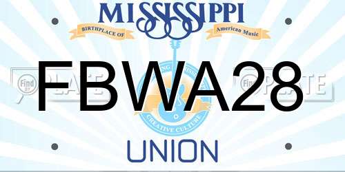 FBWA28 Mississippi License Plate