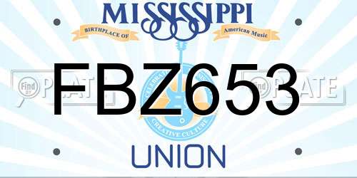 FBZ653 Mississippi License Plate