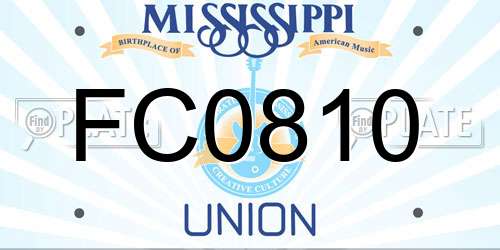 FC0810 Mississippi License Plate