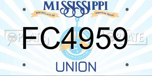 FC4959 Mississippi License Plate