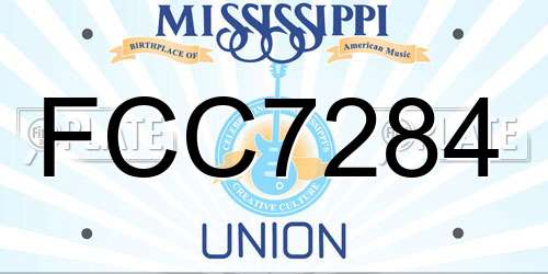 FCC7284 Mississippi License Plate