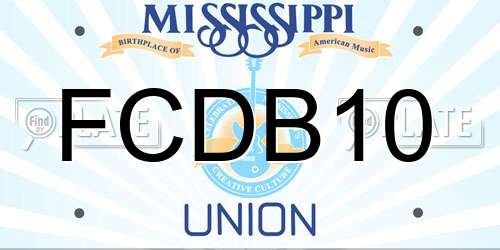 FCDB10 Mississippi License Plate