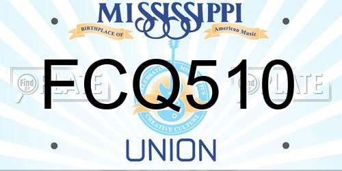 FCQ510 Mississippi License Plate
