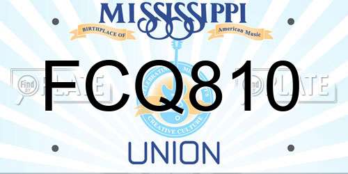FCQ810 Mississippi License Plate