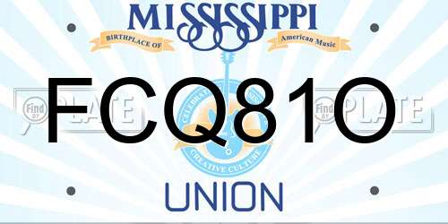 FCQ81O Mississippi License Plate