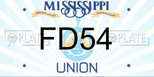 FD54 Mississippi License Plate