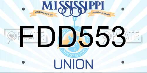 FDD553 Mississippi License Plate