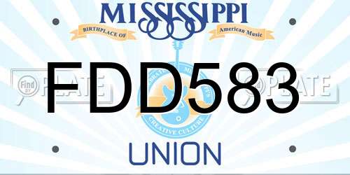 FDD583 Mississippi License Plate