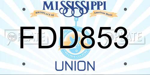 FDD853 Mississippi License Plate