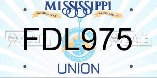 FDL975 Mississippi License Plate
