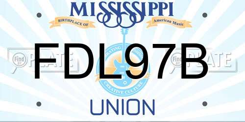 FDL97B Mississippi License Plate