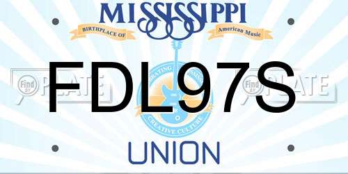 FDL97S Mississippi License Plate