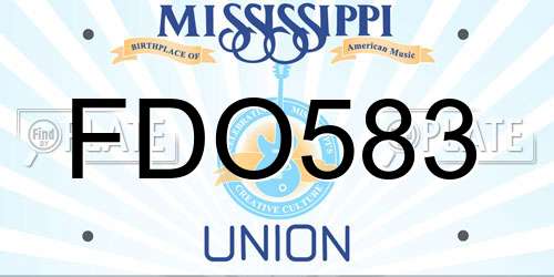 FDO583 Mississippi License Plate
