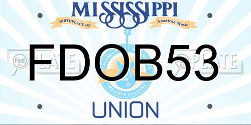 FDOB53 Mississippi License Plate