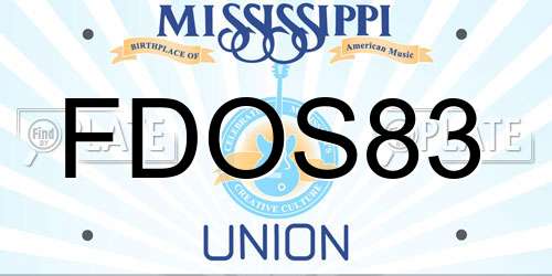 FDOS83 Mississippi License Plate