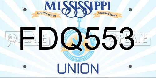FDQ553 Mississippi License Plate