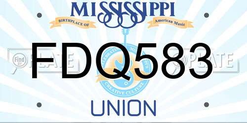 FDQ583 Mississippi License Plate