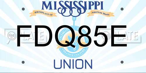 FDQ85E Mississippi License Plate