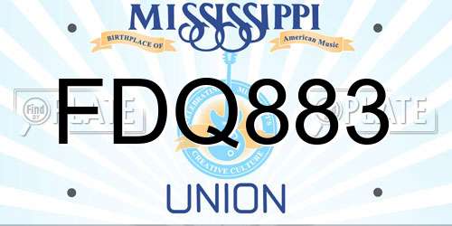 FDQ883 Mississippi License Plate