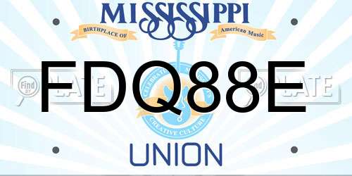 FDQ88E Mississippi License Plate