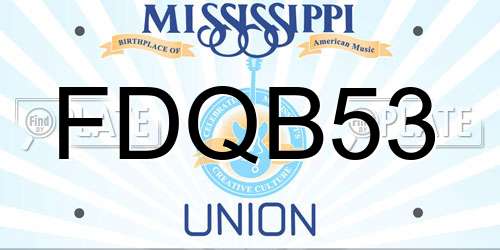 FDQB53 Mississippi License Plate