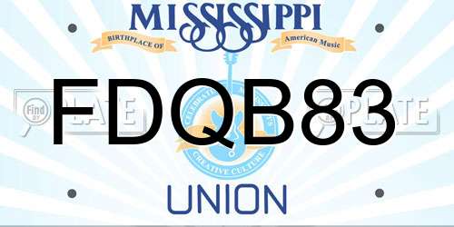 FDQB83 Mississippi License Plate