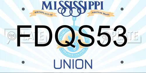 FDQS53 Mississippi License Plate