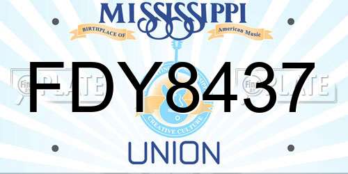 FDY8437 Mississippi License Plate