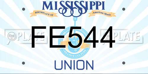 FE544 Mississippi License Plate