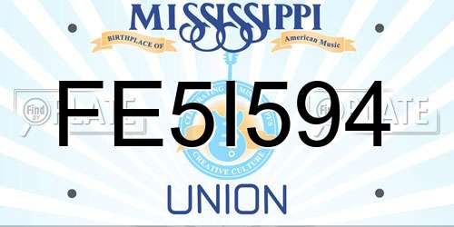 FE5I594 Mississippi License Plate
