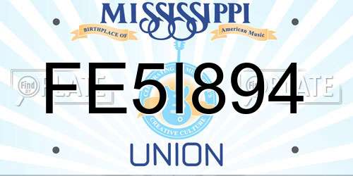 FE5I894 Mississippi License Plate