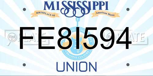 FE8I594 Mississippi License Plate