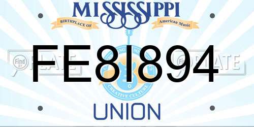 FE8I894 Mississippi License Plate