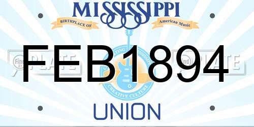 FEB1894 Mississippi License Plate
