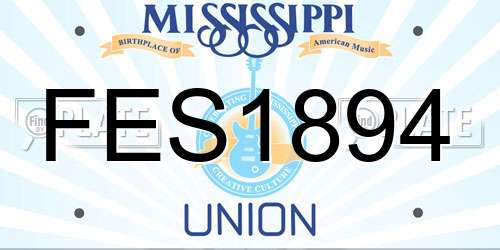 FES1894 Mississippi License Plate