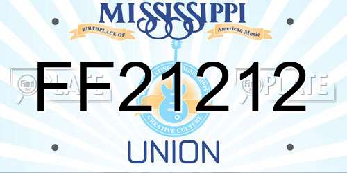 FF21212 Mississippi License Plate