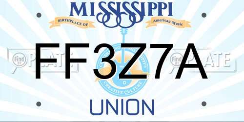 FF3Z7A Mississippi License Plate
