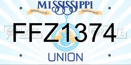 FFZ1374 Mississippi License Plate