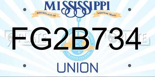FG2B734 Mississippi License Plate