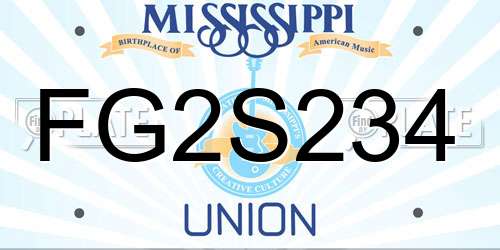FG2S234 Mississippi License Plate