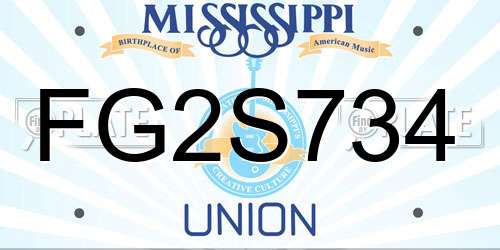 FG2S734 Mississippi License Plate